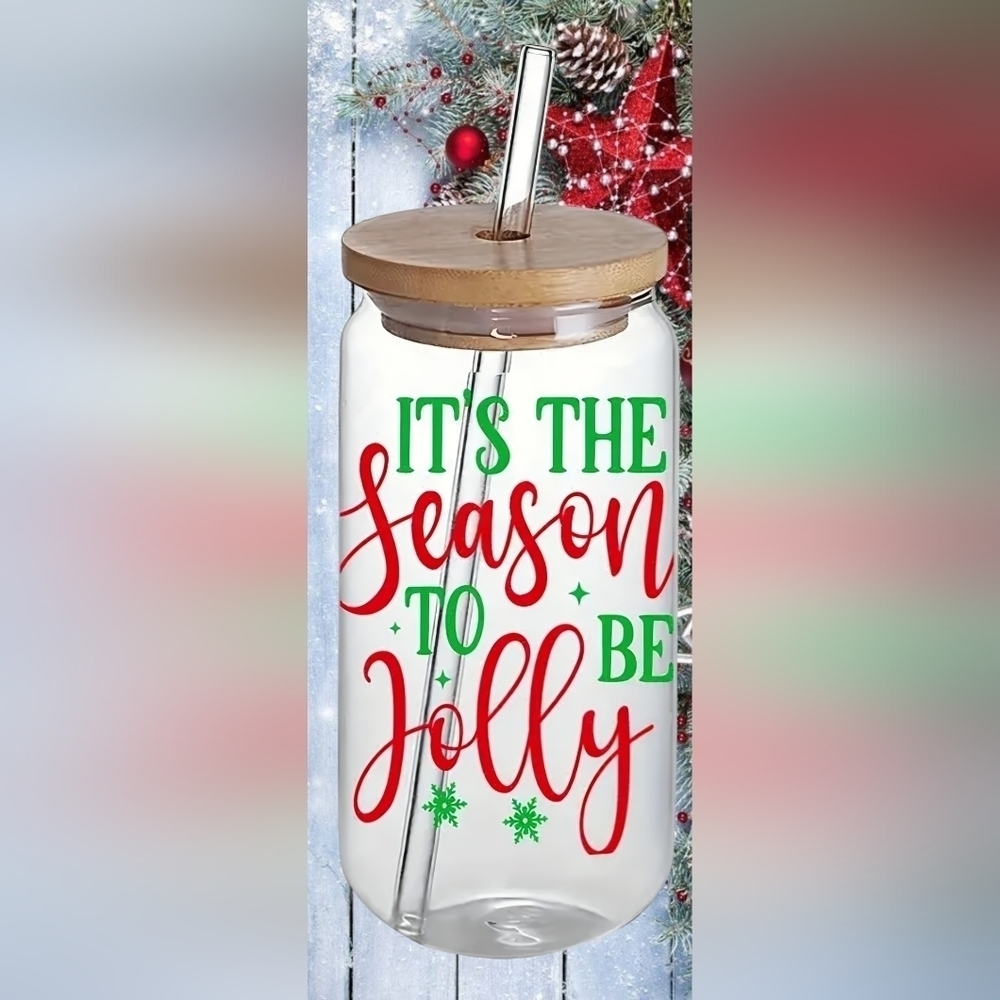 TIS THE SEASON TO BE JOLLY Glass Tumbler